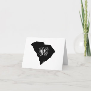 Tarjeta De Agradecimiento S Carolina Black White Vine Monograma DIY BG