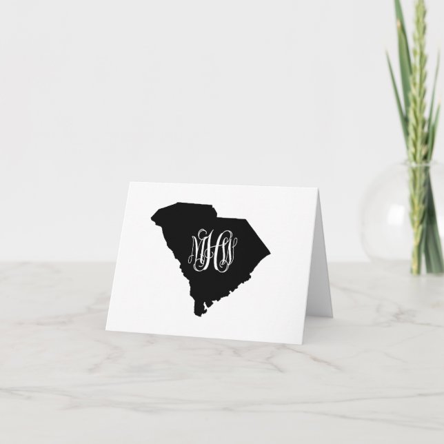 Tarjeta De Agradecimiento S Carolina Black White Vine Monograma DIY BG (Anverso)