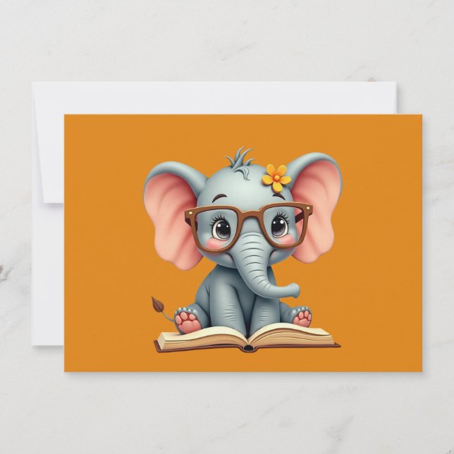Tarjeta De Agradecimiento Sabio Bebé Elefante (Anverso)