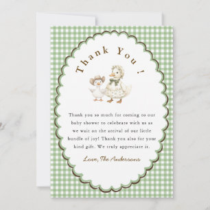 Tarjeta De Agradecimiento Sabio ganso verde Regalo de baby shower