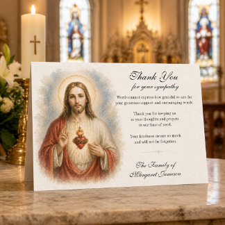 Tarjeta De Agradecimiento Sacred Heart of Jesus Catholic Sympathy