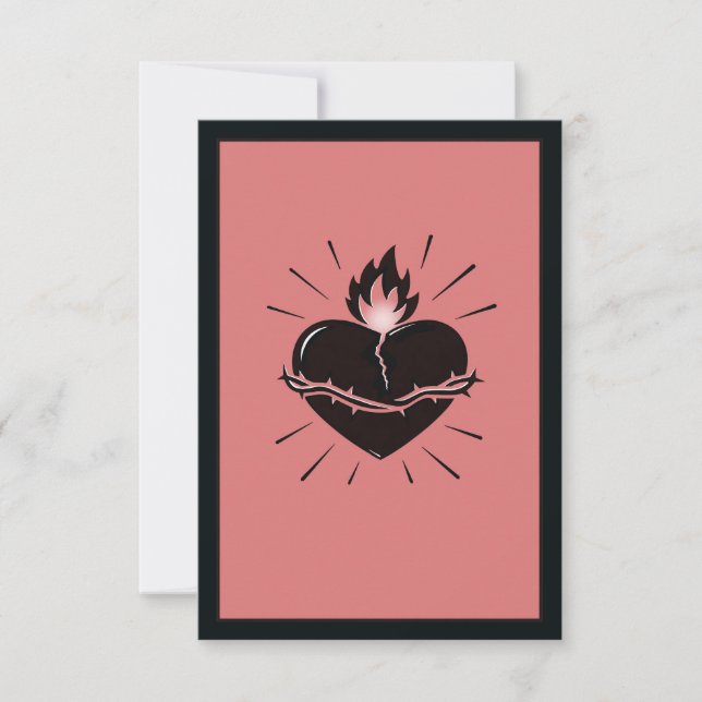 Tarjeta De Agradecimiento Sacred Heart Reimagined – Minimal Symbolic Art  (Anverso)