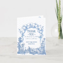 Tarjeta De Agradecimiento Safari Animal Dusty Blue Toile Baby Shower