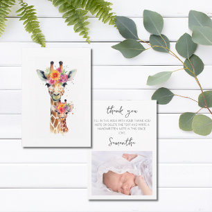 Tarjeta De Agradecimiento Safari Animal Floral Giraffe Mom Baby Shower