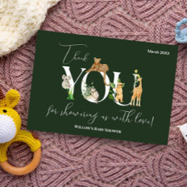 Tarjeta De Agradecimiento Safari Animal Jungle Green boy Baby Shower