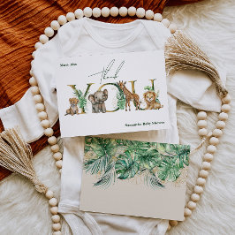 Tarjeta De Agradecimiento Safari Animal Jungle Green & Gold boy Baby Shower