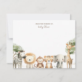 Tarjeta De Agradecimiento Safari animal puro del vivero de