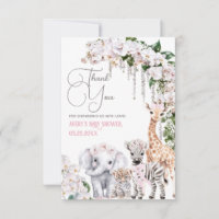 Safari Animal Tropical Flor Rosa Baby Shower
