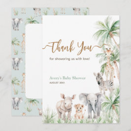 Tarjeta De Agradecimiento Safari Animal Wild One Baby Shower
