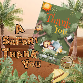 Tarjeta De Agradecimiento Safari Animals Baby Shower