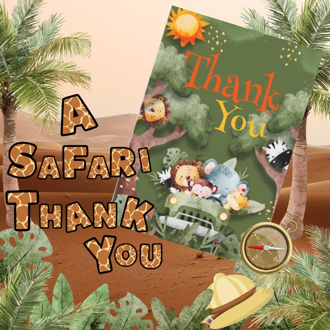 Tarjeta De Agradecimiento Safari Animals Baby Shower (Subido por el creador)