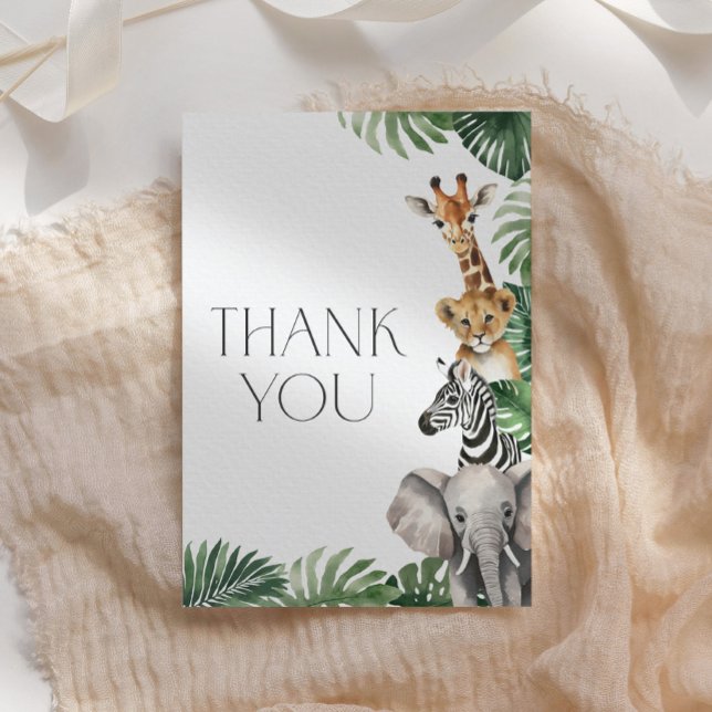 Tarjeta De Agradecimiento Safari Animals Baby Shower (Subido por el creador)