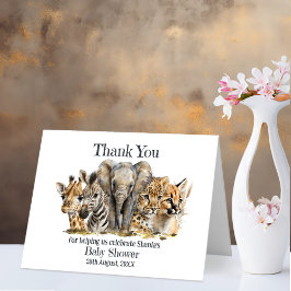 Tarjeta De Agradecimiento Safari Animals Baby Shower Gracias
