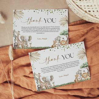 Tarjeta De Agradecimiento Safari Animals Gender Neutral Baby Shower Thank Yo
