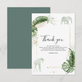 Tarjeta De Agradecimiento Safari Animals Jungle Baby Shower
