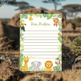 Tarjeta De Agradecimiento Safari Animals Time Capsule Note Message Card