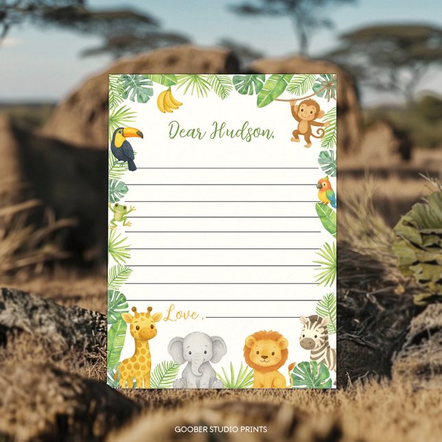 Tarjeta De Agradecimiento Safari Animals Time Capsule Note Message Card (Subido por el creador)