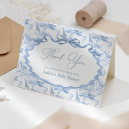 Tarjeta De Agradecimiento Safari Animals Toile de Jouy Baby Shower Gracias