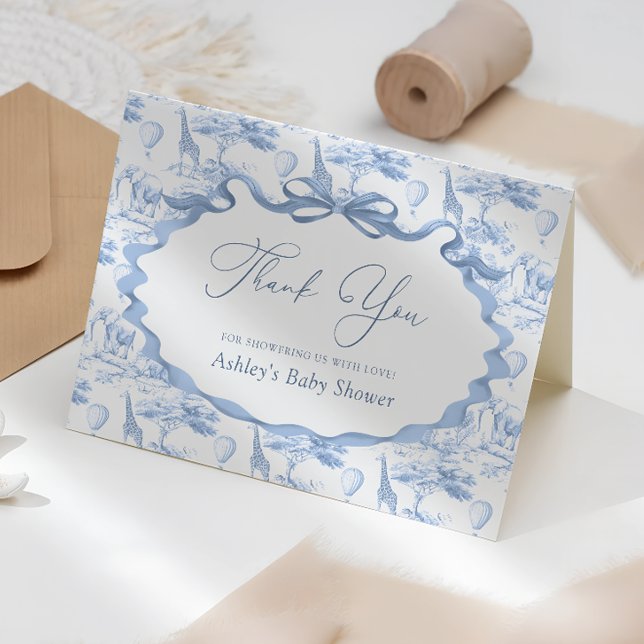 Tarjeta De Agradecimiento Safari Animals Toile de Jouy Baby Shower Gracias (Subido por el creador)