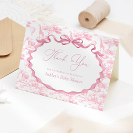 Tarjeta De Agradecimiento Safari Animals Toile de Jouy Baby Shower Gracias