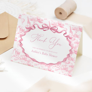 Tarjeta De Agradecimiento Safari Animals Toile de Jouy Baby Shower Gracias