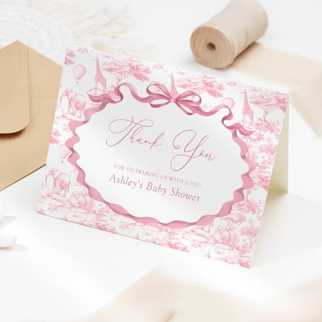 Tarjeta De Agradecimiento Safari Animals Toile de Jouy Baby Shower Gracias (Subido por el creador)