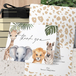 Tarjeta De Agradecimiento Safari Baby Animals Wild One Baby Shower
