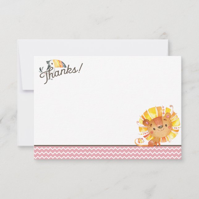 Tarjeta de agradecimiento Safari Baby Shower (Anverso)