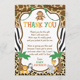 Tarjeta de agradecimiento Safari Baby Shower