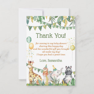Tarjeta de agradecimiento Safari Baby Shower
