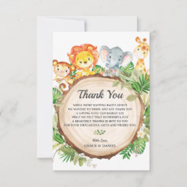 Tarjeta De Agradecimiento Safari Baby Shower de animales de la jungla linda