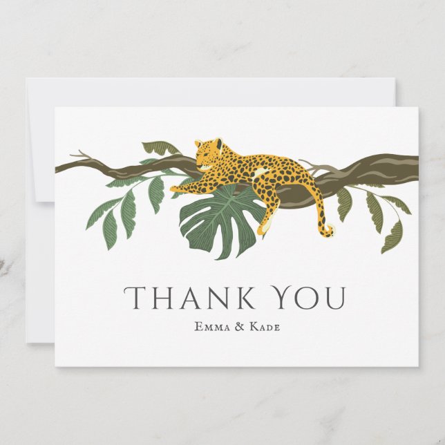 Tarjeta De Agradecimiento Safari Boda Jungle Cheetah Gracias (Anverso)