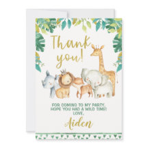 Tarjeta de agradecimiento Safari Boys Wild One