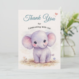Tarjeta De Agradecimiento Safári de elefante bebé púrpura lindo