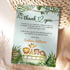 Tarjeta De Agradecimiento Safari de la Selva Primer Cumpleaños