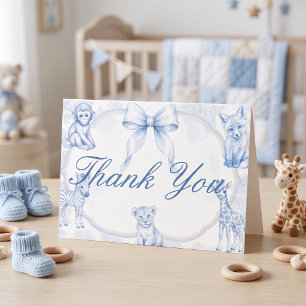 Tarjeta de agradecimiento Safari de toile azul beb
