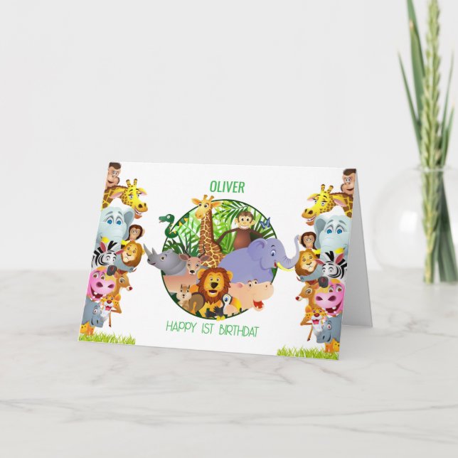 Tarjeta De Agradecimiento Safari de vegetación salvaje de una jungla para ni (Anverso)