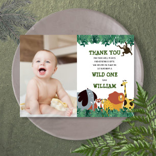 Tarjeta De Agradecimiento Safari en la Jungla Cumpleaños 1er Cumpleañero Sal