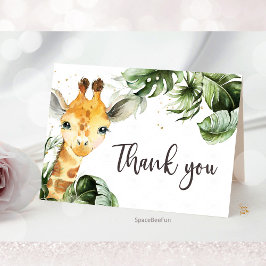 Tarjeta De Agradecimiento Safari Giraffe Baby Shower
