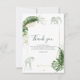 Tarjeta De Agradecimiento Safari Greenery Baby Shower