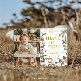 Tarjeta De Agradecimiento Safari Jungle Animals Birthday Party Photo