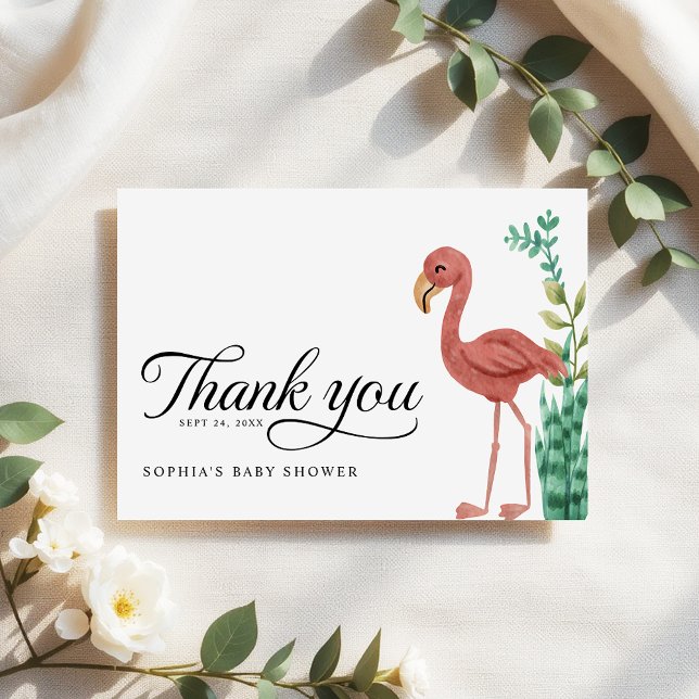 Tarjeta De Agradecimiento Safari Jungle Flamingo Boys Baby Shower (Subido por el creador)