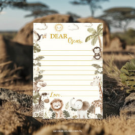 Tarjeta De Agradecimiento Safari Jungle Party Time Capsule Note Message Card
