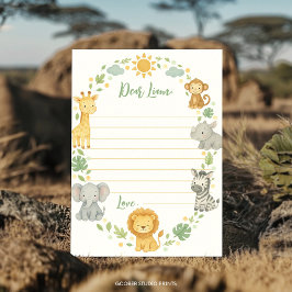 Tarjeta De Agradecimiento Safari Jungle Time Capsule Note Message Card
