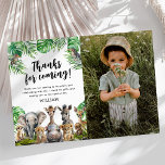 Tarjeta De Agradecimiento Safari Kids Foto Cumpleaños<br><div class="desc">Asegurarse de mostrar aprecio a amigos y familiares mientras se capturan recuerdos preciados del cumpleaños de un niño puede ser un desafío, pero con las herramientas adecuadas, las tarjetas de agradecimiento se convierten en una tarea atractiva y divertida. Estas tarjetas de agradecimiento de cumpleaños para niños que presentan coloridos animales...</div>
