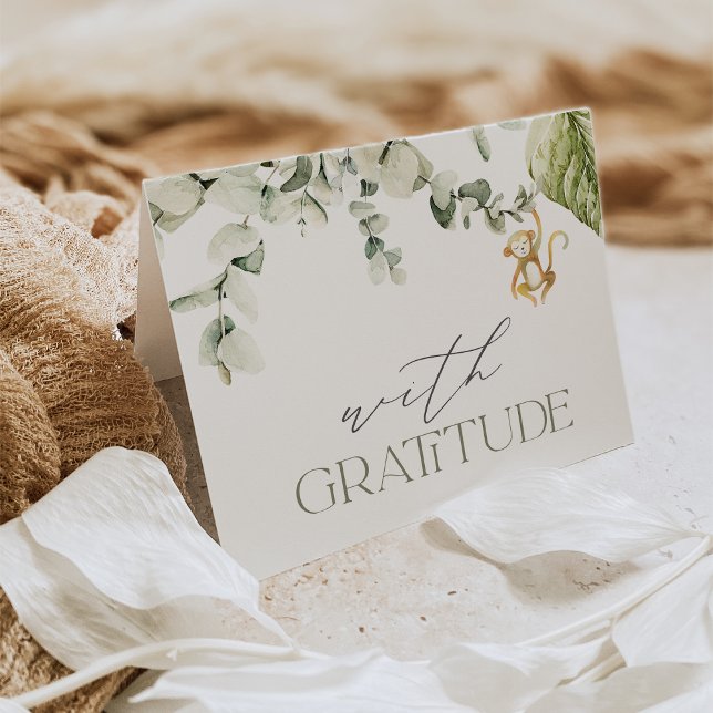 Tarjeta De Agradecimiento Safari Monkey Baby Shower (Subido por el creador)