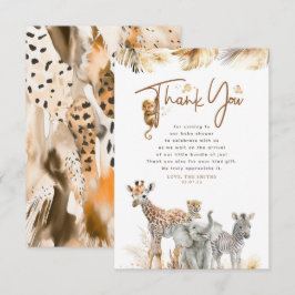 Tarjeta De Agradecimiento Safari Pequeños Animales Jungla Gracias