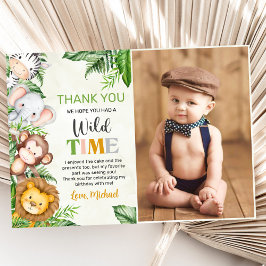 Tarjeta De Agradecimiento Safari Wild One Birthday Photo