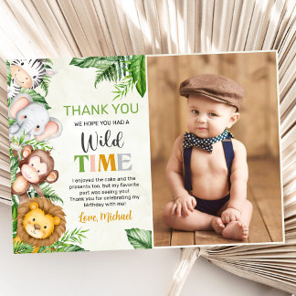 Tarjeta De Agradecimiento Safari Wild One Birthday Photo