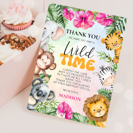 Tarjeta De Agradecimiento Safari Wild One First Chica Birthday